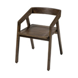 Set Of Two Brown Wood Open Back Arm Chairs - Homeroots - Flyclothing LLC