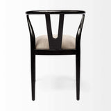 Beige And Black Upholstered Linen Wishbone Back Dining Side Chair - Homeroots - Flyclothing LLC