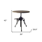 30" Gray And Black Rounded Solid Wood And Metal Three Leg Base Dining Table - Homeroots - Flyclothing LLC