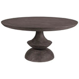 60" Gray Rounded Solid Wood Pedestal Base Dining Table - Homeroots - Flyclothing LLC