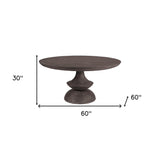 60" Gray Rounded Solid Wood Pedestal Base Dining Table - Homeroots - Flyclothing LLC