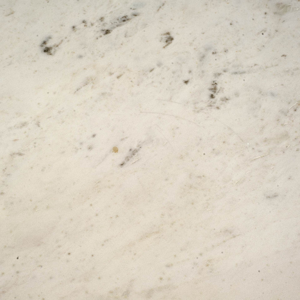 40" Off White And Black Rounded Marble And Metal Three Leg Base Dining Table - Homeroots - Flyclothing LLC