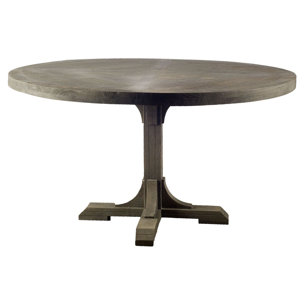 54" Brown Rounded Solid Wood Pedestal Base Dining Table - Homeroots - Flyclothing LLC