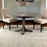 54" Brown Rounded Solid Wood Pedestal Base Dining Table - Homeroots - Flyclothing LLC