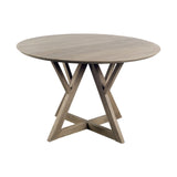 48" Brown Rounded Solid Wood Pedestal Base Dining Table - Homeroots - Flyclothing LLC