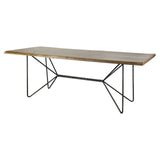 84" Natural And Black Solid Wood And Metal Trestle Base Dining Table - Homeroots - Flyclothing LLC