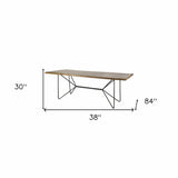 84" Natural And Black Solid Wood And Metal Trestle Base Dining Table - Homeroots - Flyclothing LLC