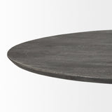 54" Brown Rounded Solid Wood And Metal Pedestal Base Dining Table - Homeroots - Flyclothing LLC