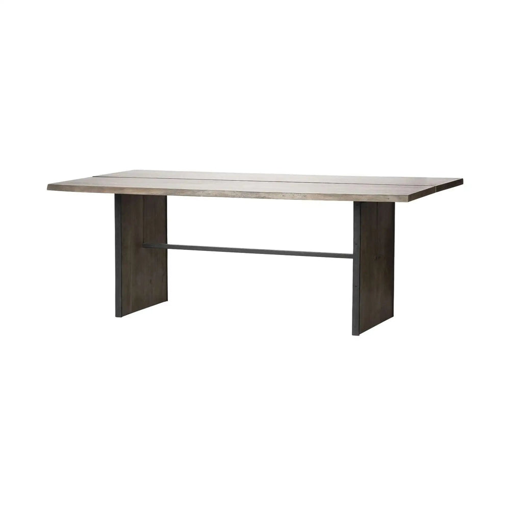 84" Brown Solid Wood Sled Base Dining Table - Homeroots - Flyclothing LLC