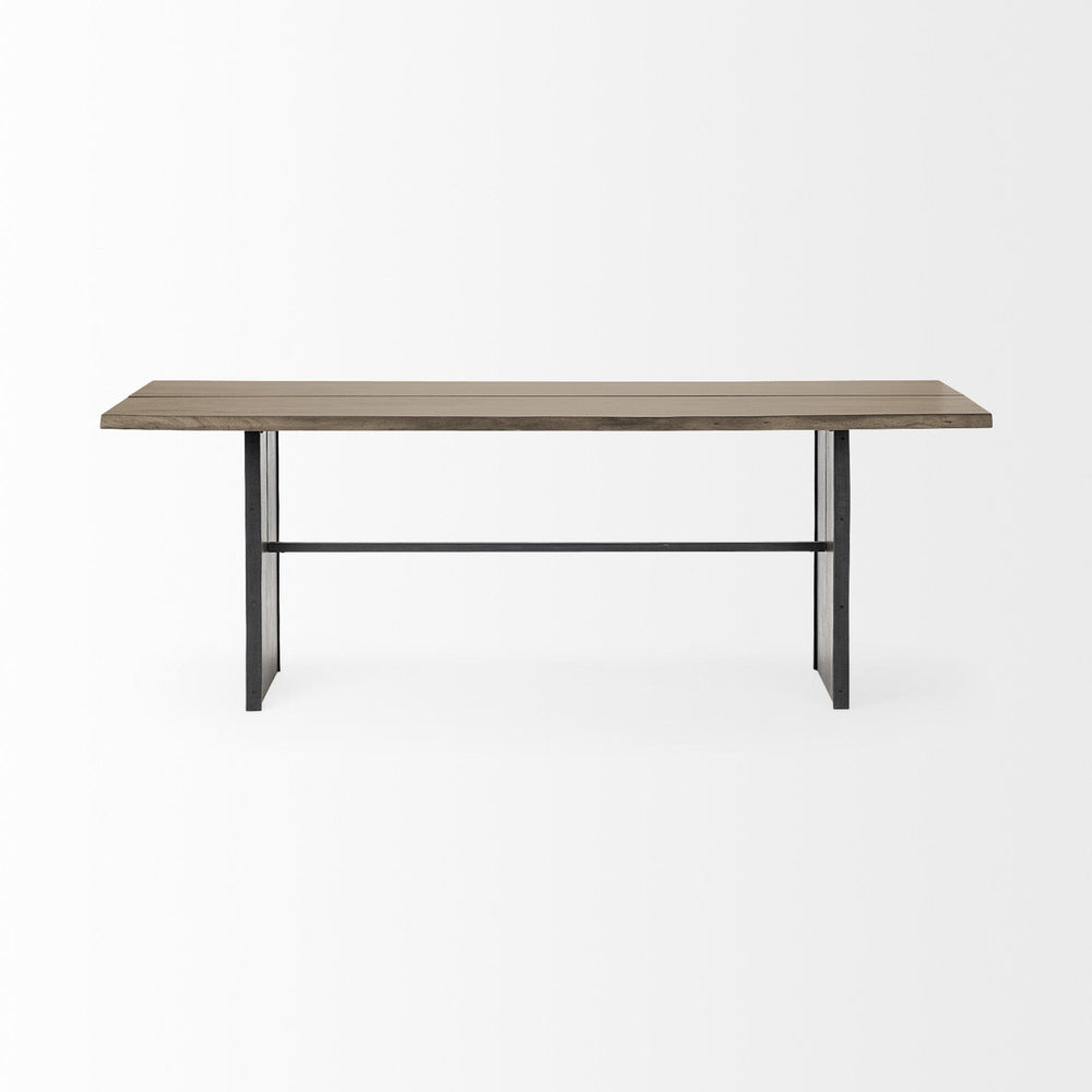 84" Brown Solid Wood Sled Base Dining Table - Homeroots - Flyclothing LLC