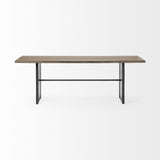 84" Brown Solid Wood Sled Base Dining Table - Homeroots - Flyclothing LLC