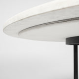 48" White And Black Rounded Marble And Metal Pedestal Base Dining Table - Homeroots - Flyclothing LLC