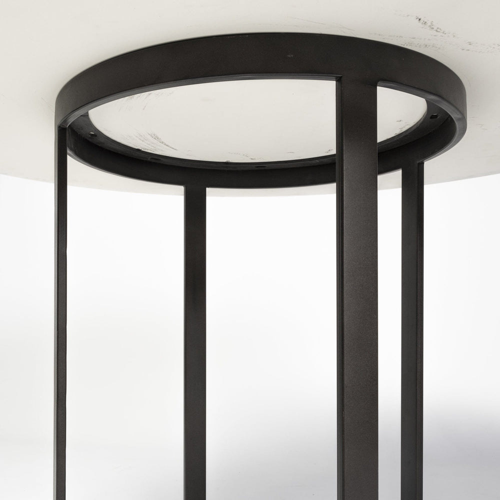 48" White And Black Rounded Marble And Metal Pedestal Base Dining Table - Homeroots - Flyclothing LLC