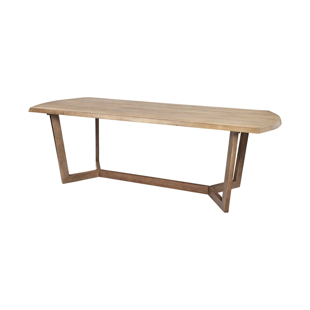 92" Natural And Brown Solid Wood Trestle Base Dining Table - Homeroots - Flyclothing LLC
