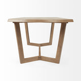 92" Natural And Brown Solid Wood Trestle Base Dining Table - Homeroots - Flyclothing LLC