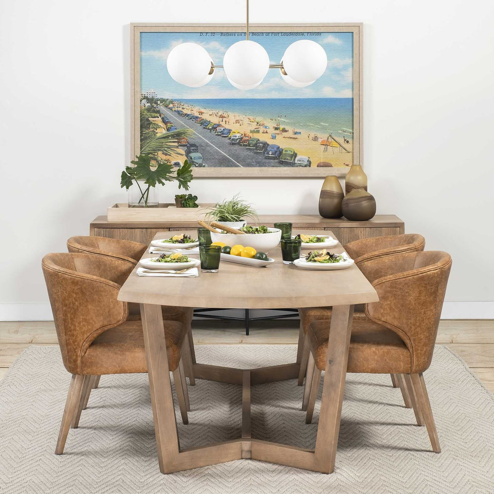 92" Natural And Brown Solid Wood Trestle Base Dining Table - Homeroots - Flyclothing LLC