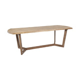 92" Natural And Brown Solid Wood Trestle Base Dining Table - Homeroots - Flyclothing LLC