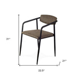 Set of Two Brown And Black Upholstered Faux Leather Open Back Dining Arm Chairs - Homeroots - Flyclothing LLC