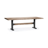96" Natural And Black Solid Wood And Metal Trestle Base Dining Table - Homeroots - Flyclothing LLC