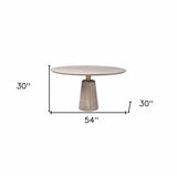 54" Brown And Gold Rounded Solid Wood And Metal Pedestal Base Dining Table - Homeroots - Flyclothing LLC