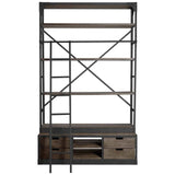 Brown Wood Shelving Unit With Gun Metal Ladder And 4 Shelves - Homeroots - Flyclothing LLC
