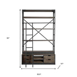 Brown Wood Shelving Unit With Gun Metal Ladder And 4 Shelves - Homeroots - Flyclothing LLC