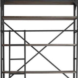 Brown Wood Shelving Unit With Gun Metal Ladder And 4 Shelves - Homeroots - Flyclothing LLC