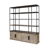 Light Brown Wood And Iron Shelving Unit With 3 Shelves - Homeroots - Flyclothing LLC