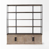 Light Brown Wood And Iron Shelving Unit With 3 Shelves - Homeroots - Flyclothing LLC