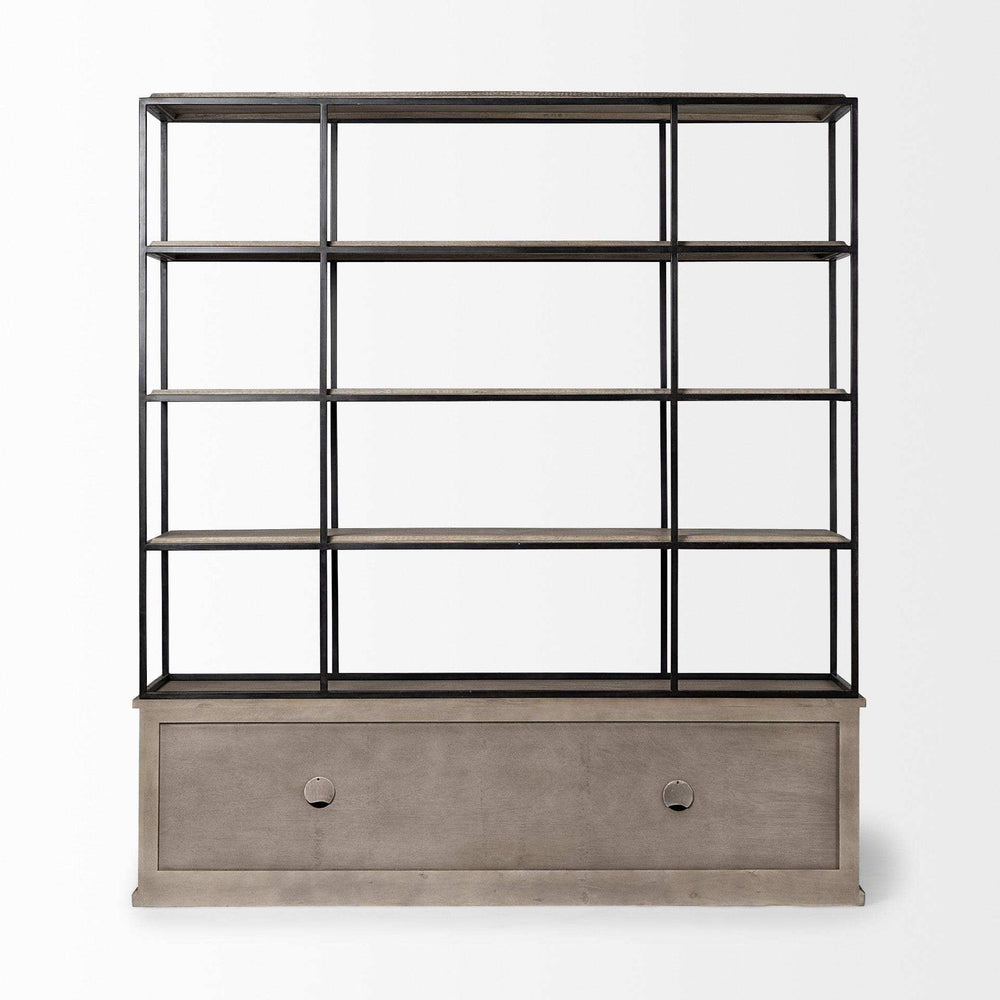 Light Brown Wood And Iron Shelving Unit With 3 Shelves - Homeroots - Flyclothing LLC