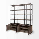 Light Brown Wood And Iron Shelving Unit With 3 Shelves - Homeroots - Flyclothing LLC