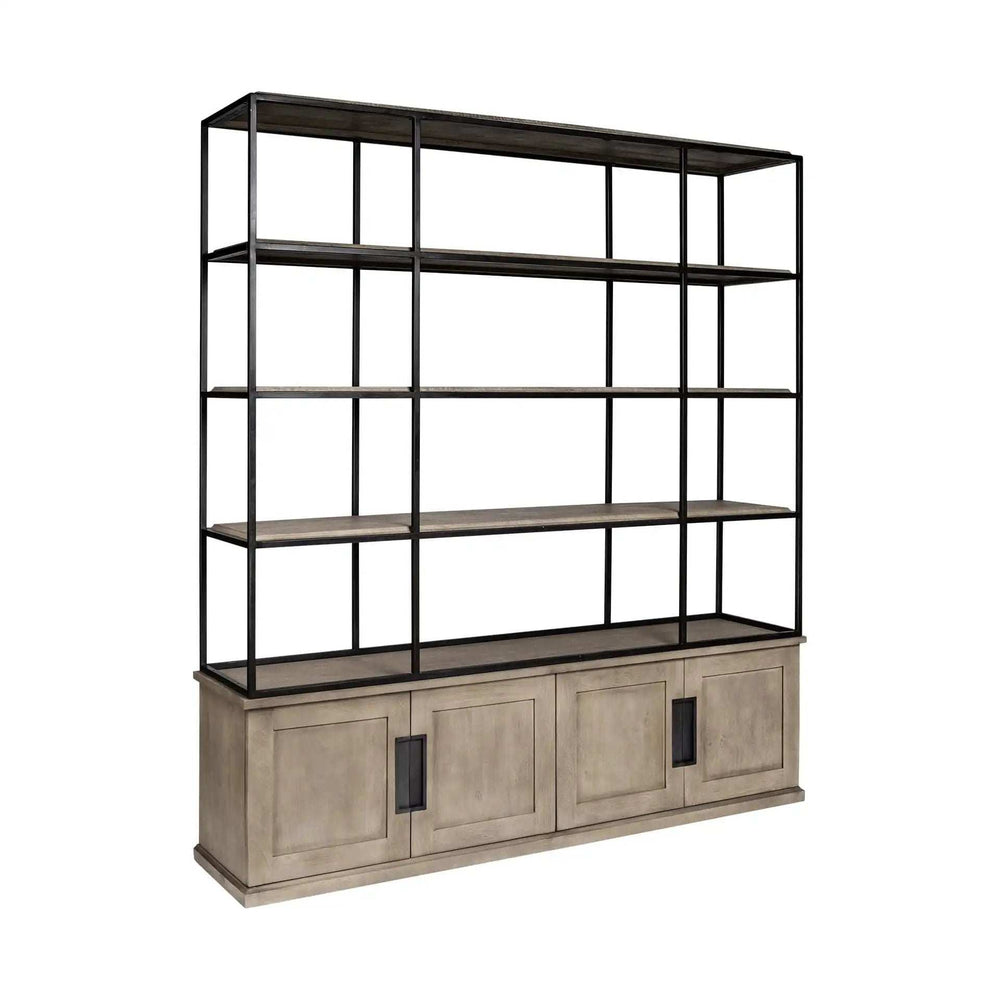 Light Brown Wood And Iron Shelving Unit With 3 Shelves - Homeroots - Flyclothing LLC