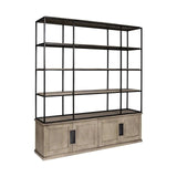 Light Brown Wood And Iron Shelving Unit With 3 Shelves - Homeroots - Flyclothing LLC