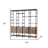 Medium Brown Wood And Metal Multi Shelves Shelving Unit - Homeroots - Flyclothing LLC