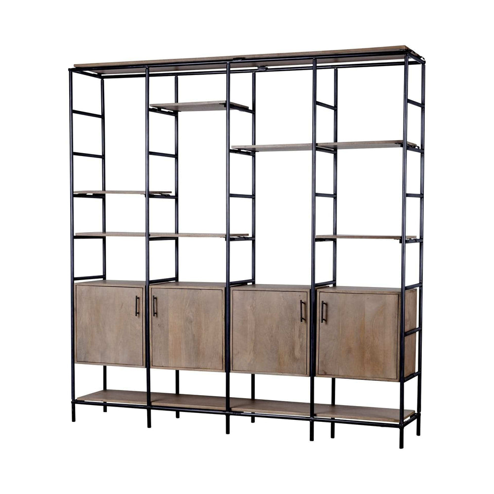 Medium Brown Wood And Metal Multi Shelves Shelving Unit - Homeroots - Flyclothing LLC