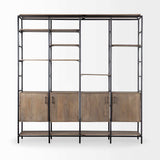 Medium Brown Wood And Metal Multi Shelves Shelving Unit - Homeroots - Flyclothing LLC