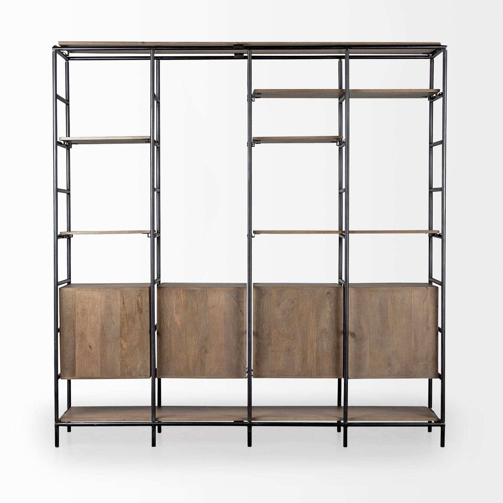 Medium Brown Wood And Metal Multi Shelves Shelving Unit - Homeroots - Flyclothing LLC