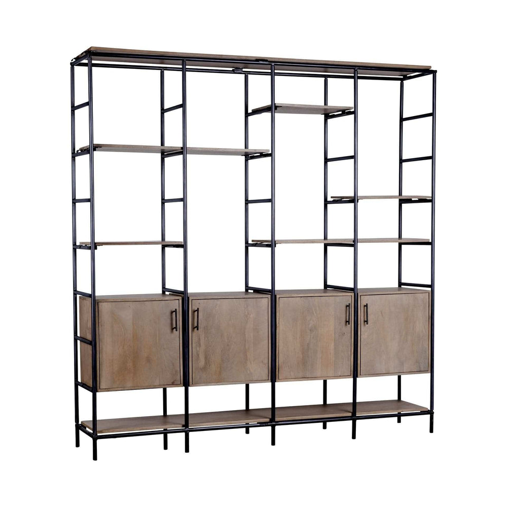 Medium Brown Wood And Metal Multi Shelves Shelving Unit - Homeroots - Flyclothing LLC
