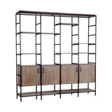 Medium Brown Wood And Metal Multi Shelves Shelving Unit - Homeroots - Flyclothing LLC