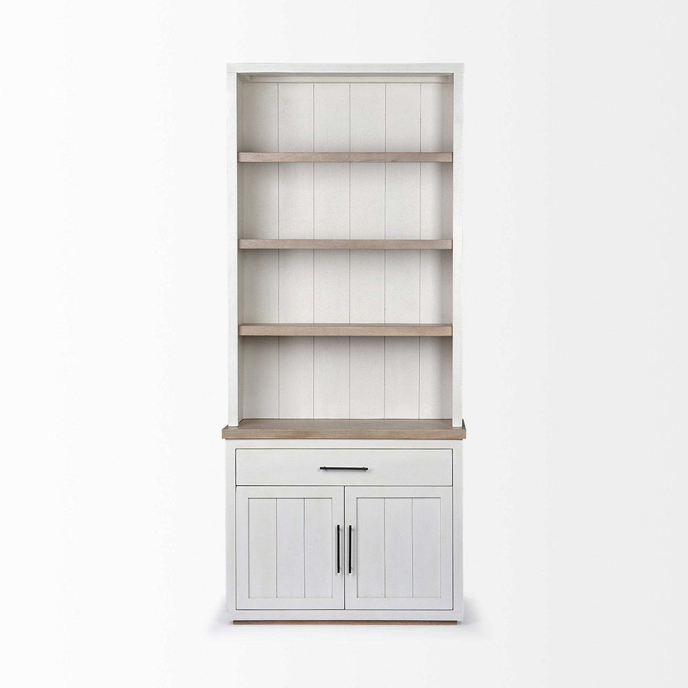 White And Medium Brown Wood Shelving Unit With 3 Shelves - Homeroots - Flyclothing LLC