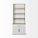 White And Medium Brown Wood Shelving Unit With 3 Shelves - Homeroots - Flyclothing LLC