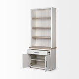 White And Medium Brown Wood Shelving Unit With 3 Shelves - Homeroots - Flyclothing LLC