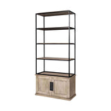 Light Brown Wood And Iron Shelving Unit With 3 Shelves - Homeroots - Flyclothing LLC