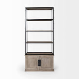 Light Brown Wood And Iron Shelving Unit With 3 Shelves - Homeroots - Flyclothing LLC