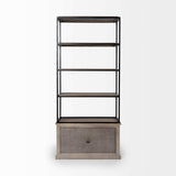Light Brown Wood And Iron Shelving Unit With 3 Shelves - Homeroots - Flyclothing LLC