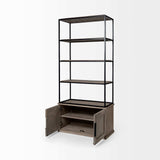 Light Brown Wood And Iron Shelving Unit With 3 Shelves - Homeroots - Flyclothing LLC