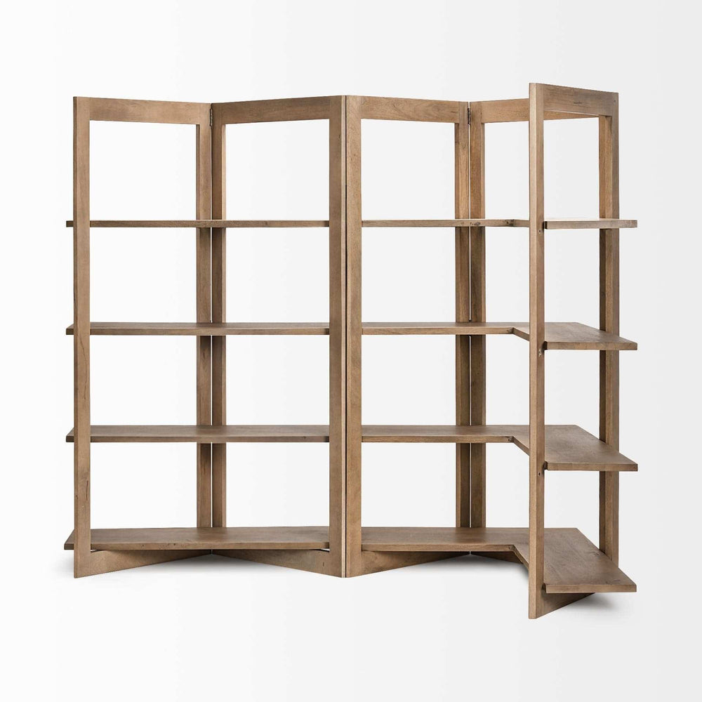 Light Brown Wood Shelving Unit With 4 Shelves - Homeroots - Flyclothing LLC