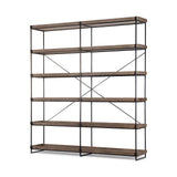 Medium Brown Wood And Iron Shelving Unit With 5 Tray Shelves - Homeroots - Flyclothing LLC
