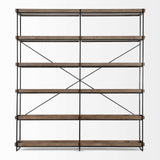 Medium Brown Wood And Iron Shelving Unit With 5 Tray Shelves - Homeroots - Flyclothing LLC