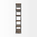 Medium Brown Wood And Iron Shelving Unit With 5 Tray Shelves - Homeroots - Flyclothing LLC